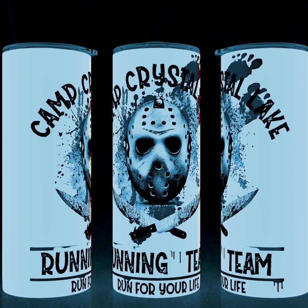 Glow in the Dark Jason Camp Crystal Lake Halloween Tumbler 20oz